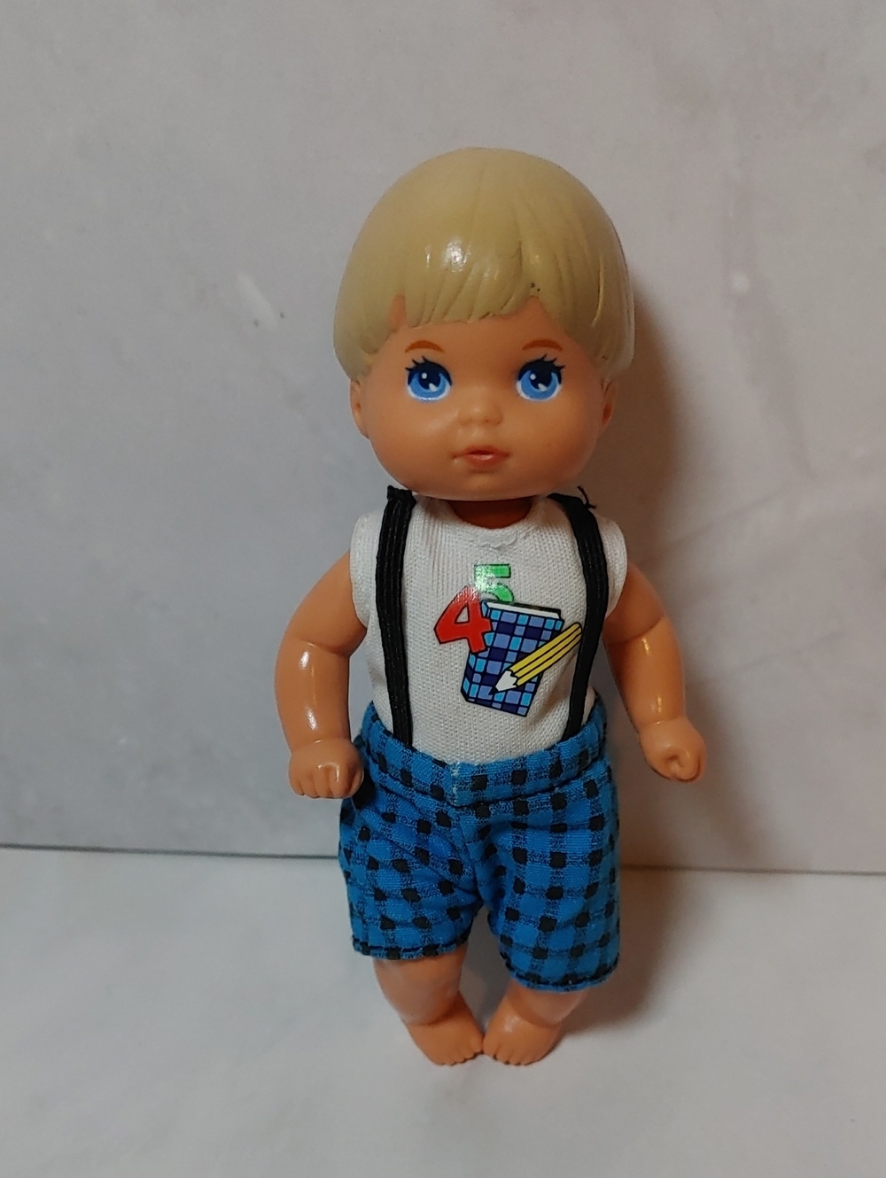 Mattel Vintage 1995 Tommy Doll with Blond Hair, Blue Eyes and Blue Check Shorts